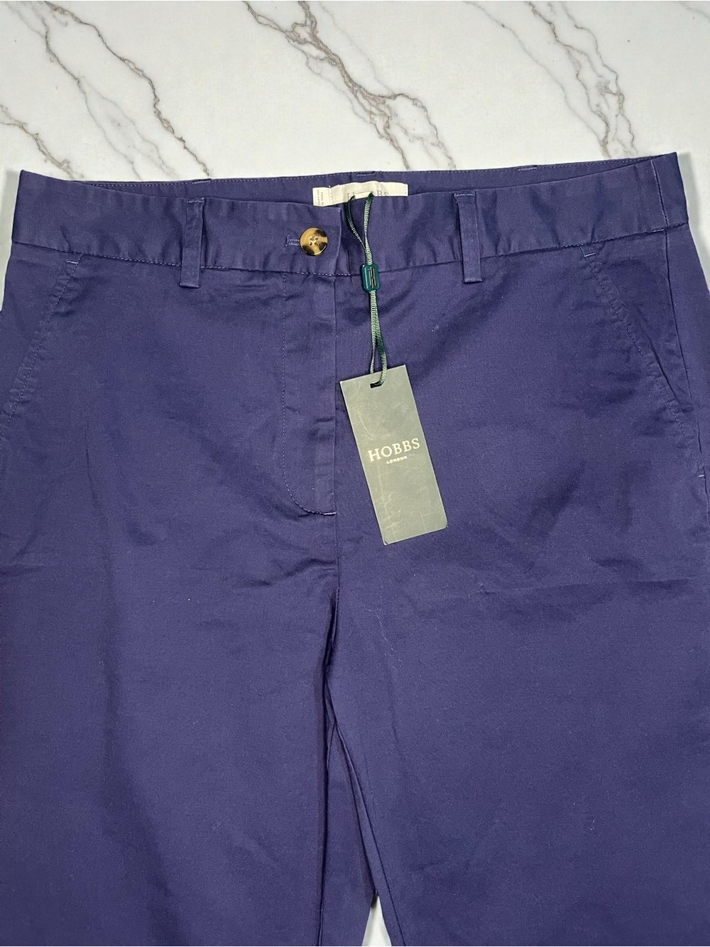 $165 Retail Hobbs London French blue Molly chino pants Size 8 NWT - Picture 2 of 6
